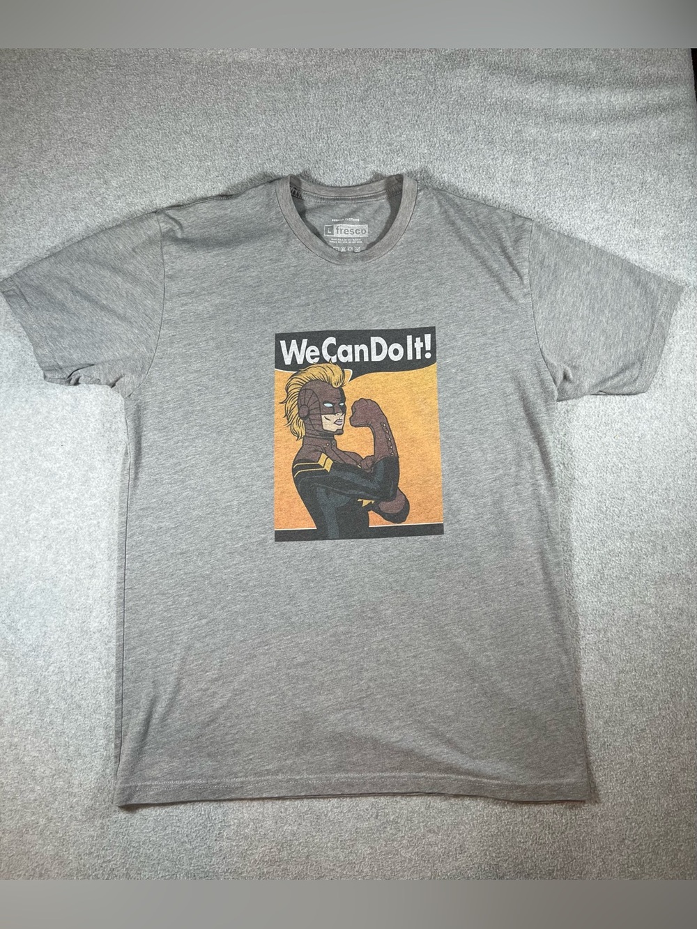 Marvel Captain Marvel We Can Do It Graphic T Shirt Gray Mens Large